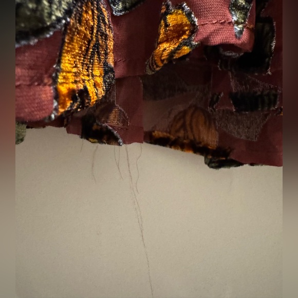 Burgundy and Gold Floral Long Sleeve Dress - Picture 11 of 16